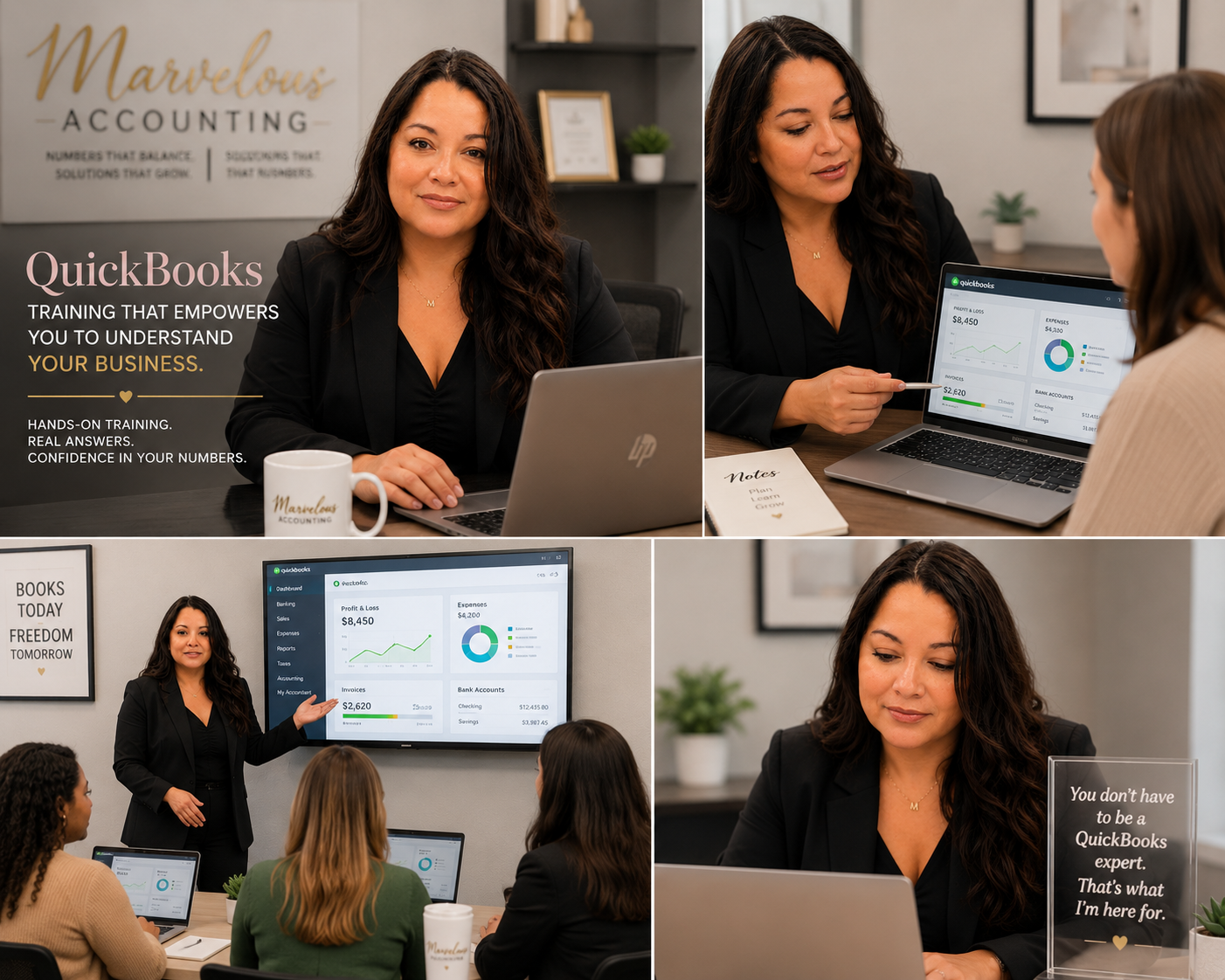 Mayra Vasquez providing hands-on QuickBooks training to small-business clients